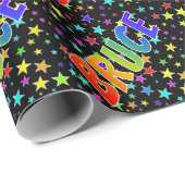 Rainbow Vorname "BRUCE" + Sterne Geschenkpapier (Rolleneckpunkt)