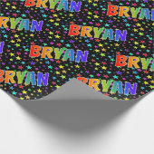 Rainbow Vorname "BRYAN" + Sterne Geschenkpapier (Ecke)