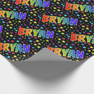 Rainbow Vorname "BRYAN" + Sterne Geschenkpapier