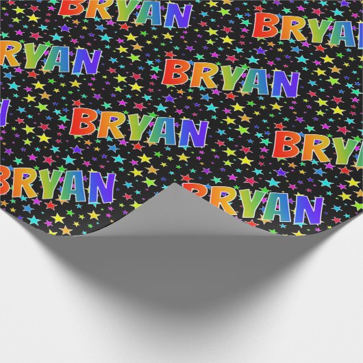 Rainbow Vorname "BRYAN" + Sterne Geschenkpapier (Ecke)