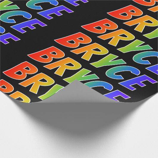 Rainbow Vorname "BRYCE"; Fun & Colorful Geschenkpapier (Ecke)