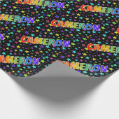 Rainbow Vorname "CAMERON" + Sterne Geschenkpapier (Ecke)