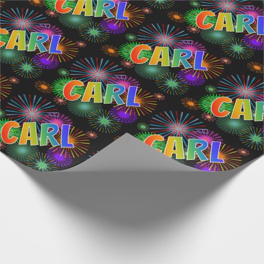 Rainbow Vorname "CARL" + Feuerwerk Geschenkpapier (Ecke)