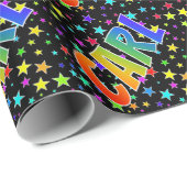 Rainbow Vorname "CARL" + Sterne Geschenkpapier (Rolleneckpunkt)