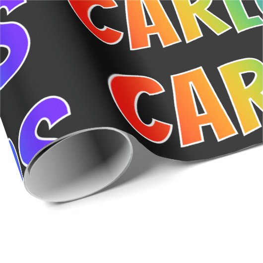 Rainbow Vorname "CARLOS"; Fun & Colorful Geschenkpapier (Rolleneckpunkt)