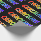 Rainbow Vorname "CAROLINE"; Fun & Colorful Geschenkpapier (Ecke)