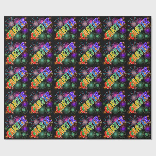 Rainbow Vorname "CARTER" + Feuerwerk Geschenkpapier (Flach)