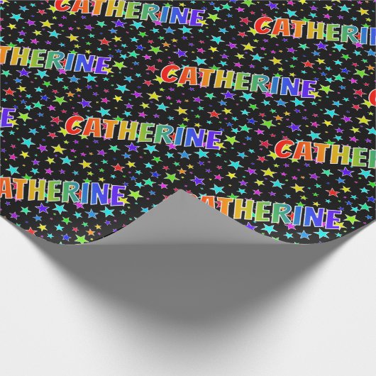 Rainbow Vorname "CATHERINE" + Sterne Geschenkpapier (Ecke)