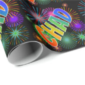 Rainbow Vorname "CHAD" + Feuerwerk Geschenkpapier (Rolleneckpunkt)