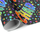 Rainbow Vorname "CHAD" + Sterne Geschenkpapier (Rolleneckpunkt)