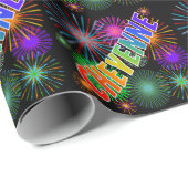 Rainbow Vorname "CHEYENNE" + Feuerwerkskörper Geschenkpapier (Rolleneckpunkt)