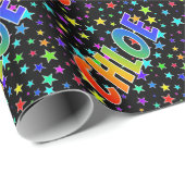 Rainbow Vorname "CHLOE" + Sterne Geschenkpapier (Rolleneckpunkt)