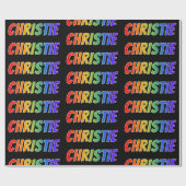 Rainbow Vorname "CHRISTIE"; Fun & Colorful Geschenkpapier (Flach)