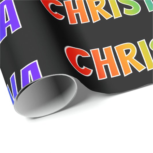 Rainbow Vorname "CHRISTINA"; Fun & Colorful Geschenkpapier (Rolleneckpunkt)