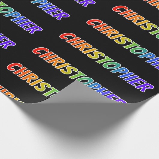 Rainbow Vorname "CHRISTOPHER"; Fun & Colorful Geschenkpapier (Ecke)