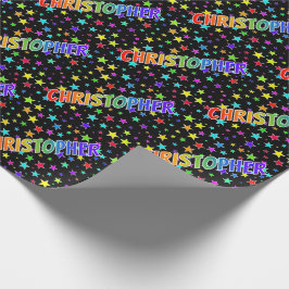 Rainbow Vorname "CHRISTOPHER" + Sterne Geschenkpapier
