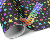 Rainbow Vorname "CHRISTOPHER" + Sterne Geschenkpapier (Rolleneckpunkt)