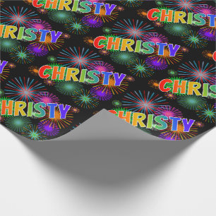 Rainbow Vorname "CHRISTY" + Feuerwerk Geschenkpapier