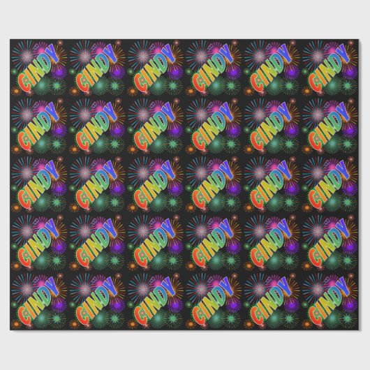 Rainbow Vorname "CINDY" + Feuerwerk Geschenkpapier (Flach)