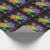 Rainbow Vorname "CINDY" + Feuerwerk Geschenkpapier (Ecke)