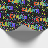 Rainbow Vorname "CLARA" + Sterne Geschenkpapier (Ecke)