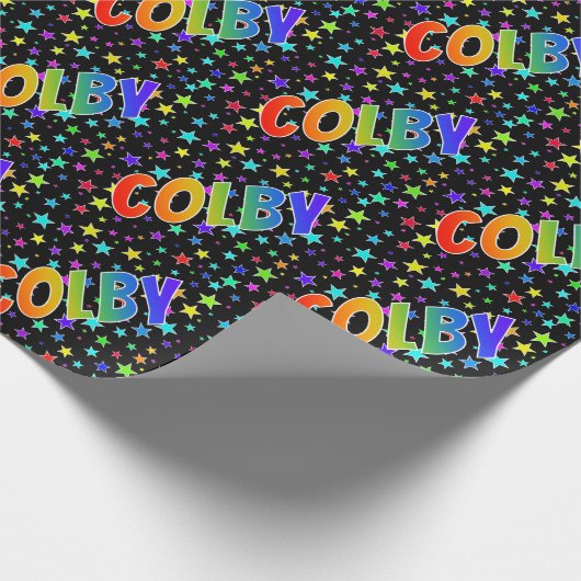 Rainbow Vorname "COLBY" + Sterne Geschenkpapier (Ecke)