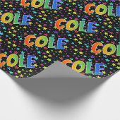 Rainbow Vorname "COLE" + Sterne Geschenkpapier (Ecke)