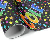 Rainbow Vorname "COLE" + Sterne Geschenkpapier (Rolleneckpunkt)