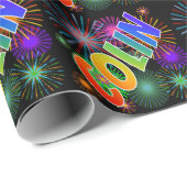 Rainbow Vorname "COLIN" + Feuerwerk Geschenkpapier (Rolleneckpunkt)