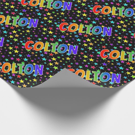 Rainbow Vorname "COLTON" + Sterne Geschenkpapier (Ecke)