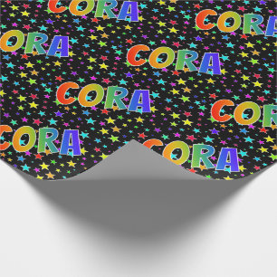 Rainbow Vorname "CORA" + Sterne Geschenkpapier
