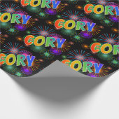 Rainbow Vorname "CORY" + Fireworks Geschenkpapier (Ecke)