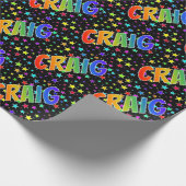 Rainbow Vorname "CRAIG" + Sterne Geschenkpapier (Ecke)