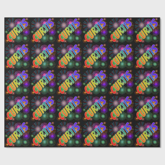 Rainbow Vorname "CURTIS" + Feuerwerk Geschenkpapier (Flach)