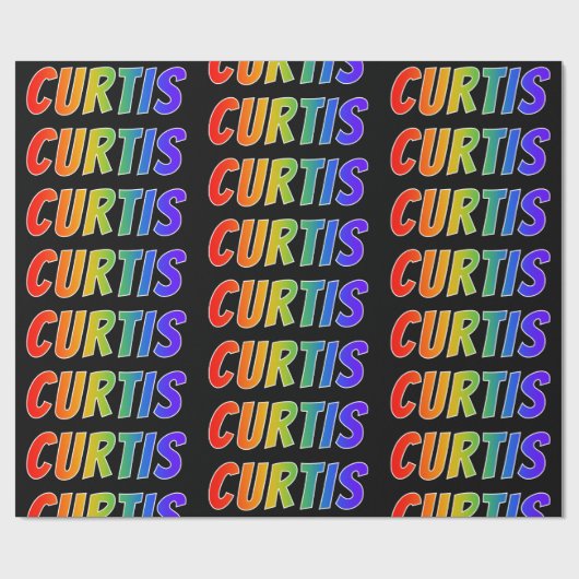 Rainbow Vorname "CURTIS"; Fun & Colorful Geschenkpapier (Flach)