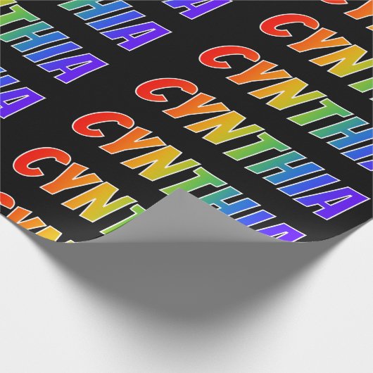 Rainbow Vorname "CYNTHIA"; Fun & Colorful Geschenkpapier (Ecke)