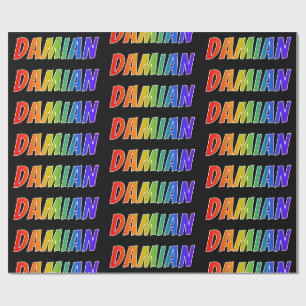 Rainbow Vorname "DAMIAN"; Fun & Colorful Geschenkpapier