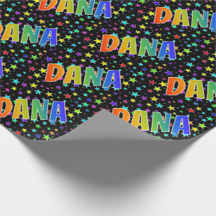 Rainbow Vorname "DANA" + Sterne Geschenkpapier