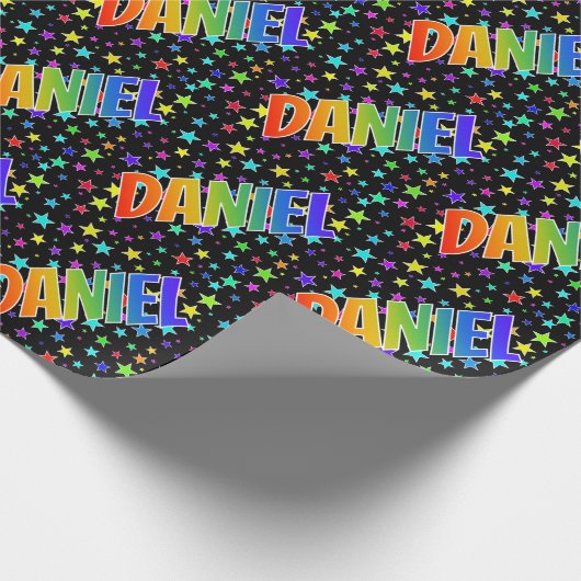 Rainbow Vorname "DANIEL" + Sterne Geschenkpapier (Ecke)
