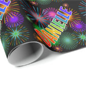 Rainbow Vorname "DANIELLE" + Feuerwerk Geschenkpapier (Rolleneckpunkt)