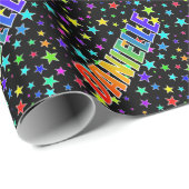 Rainbow Vorname "DANIELLE" + Sterne Geschenkpapier (Rolleneckpunkt)
