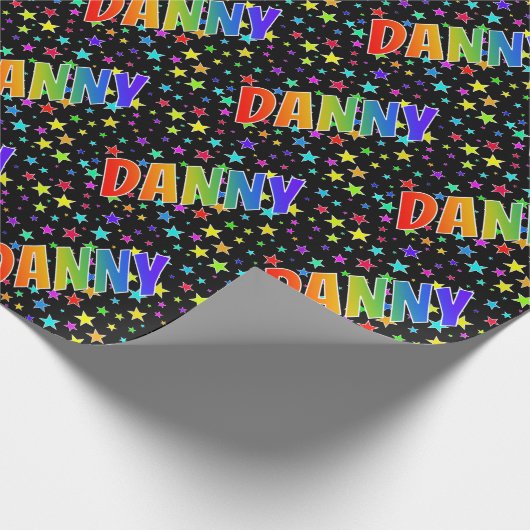Rainbow Vorname "DANNY" + Sterne Geschenkpapier (Ecke)