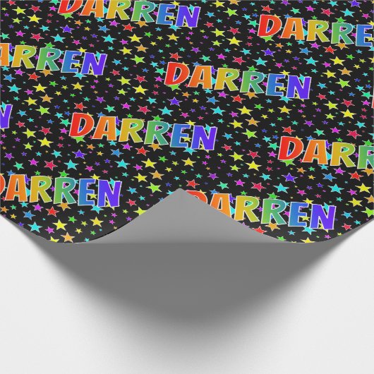 Rainbow Vorname "DARREN" + Sterne Geschenkpapier (Ecke)
