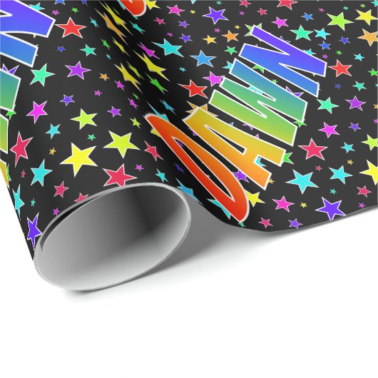 Rainbow Vorname "DAWN" + Sterne Geschenkpapier (Rolleneckpunkt)