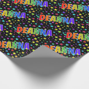 Rainbow Vorname "DEANNA" + Sterne Geschenkpapier