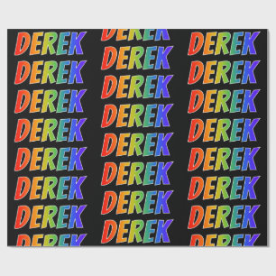 Rainbow Vorname "DEREK"; Spaß und Farben Geschenkpapier