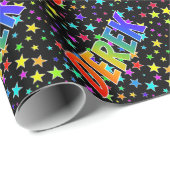 Rainbow Vorname "DEREK" + Sterne Geschenkpapier (Rolleneckpunkt)