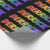 Rainbow Vorname "DERRICK"; Fun & Colorful Geschenkpapier (Ecke)
