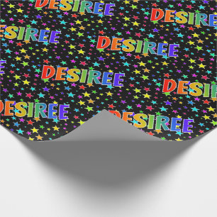 Rainbow Vorname "DESIREE" + Sterne Geschenkpapier