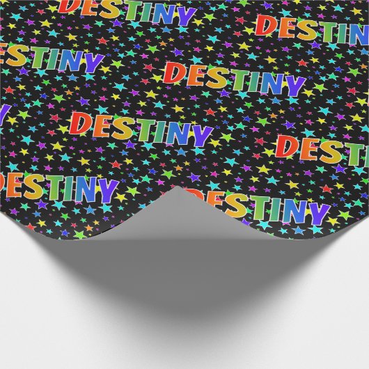Rainbow Vorname "DESTINY" + Sterne Geschenkpapier (Ecke)